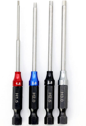 Powerhobby Hex Tip Driver w/Handle 1/4" Tool Set Metric 1.5, 2.0, 2.5, 3.0 mm