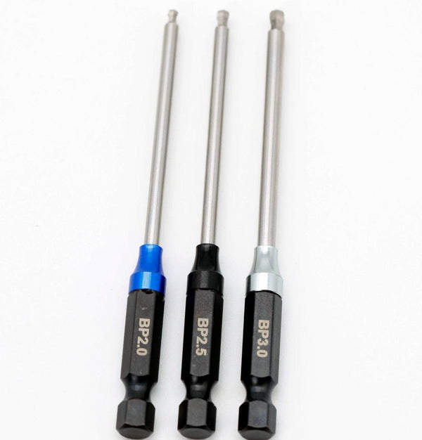 Powerhobby RC Ball End Hex Driver Tip 1/4" Power Tool Set Metric 2.0, 2.5, 3.0mm