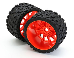 Powerhobby Scorpion Belted Monster Truck Tires / Wheels w 17mm Hex (2) ORANGE