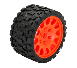 Powerhobby Scorpion Belted Monster Truck Tires / Wheels w 17mm Hex (2) ORANGE