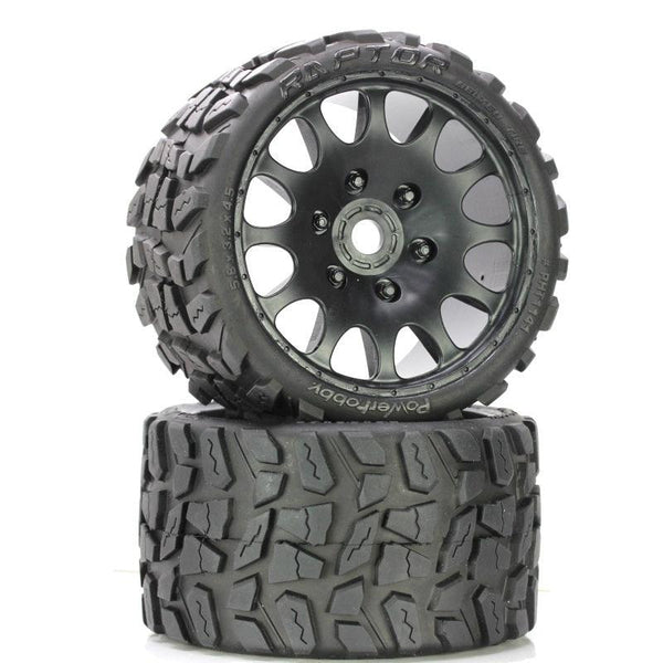 Powerhobby Raptor Belted Monster Truck Tires / Wheels w 17mm Hex (2) Race