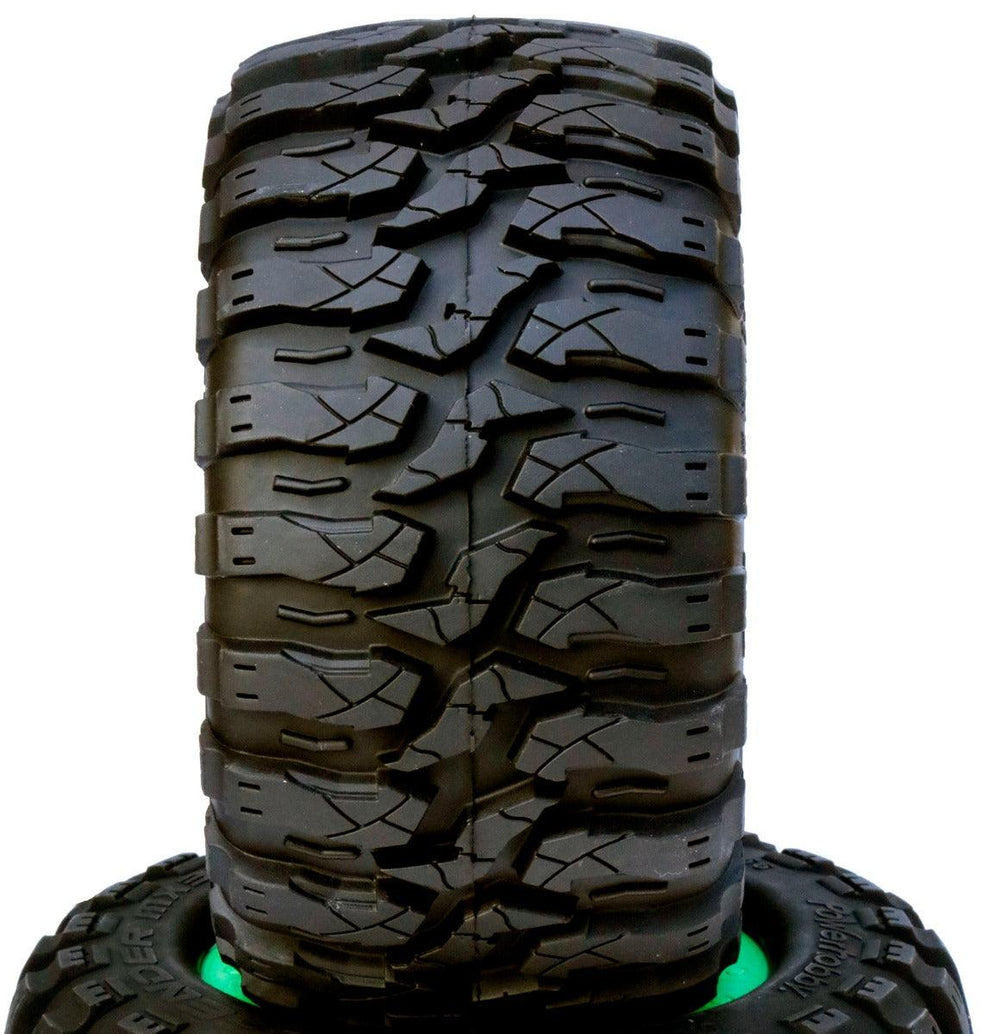 Powerhobby 1/8 Defender 3.8” Belted All Terrain Tires 17MM Mounted Green