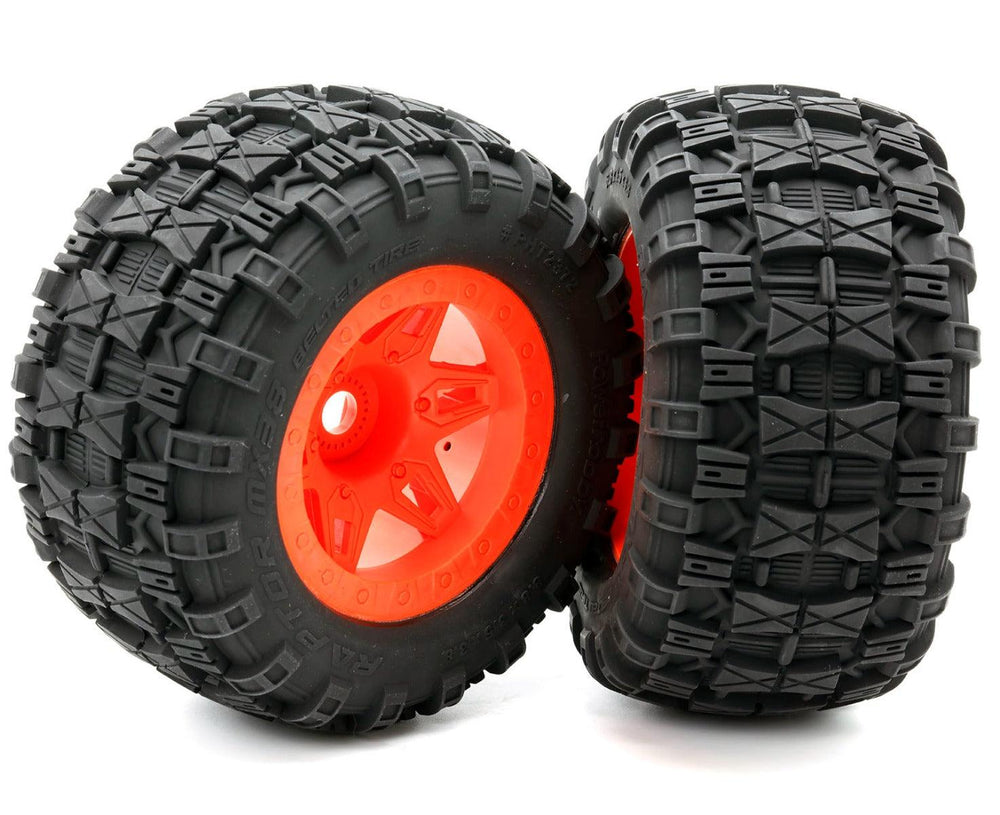 Powerhobby 1/8 Raptor 3.8” Belted All Terrain Tires 17MM Mounted Orange