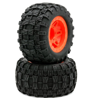 Powerhobby 1/8 Raptor 3.8” Belted All Terrain Tires 17MM Mounted Orange