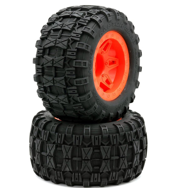 Powerhobby 1/8 Raptor 3.8” Belted All Terrain Tires 17MM Mounted Orange