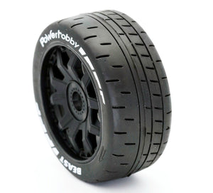 Powerhobby 1/8 GT Beast Belted Mounted Tires 17mm Medium Black Wheels