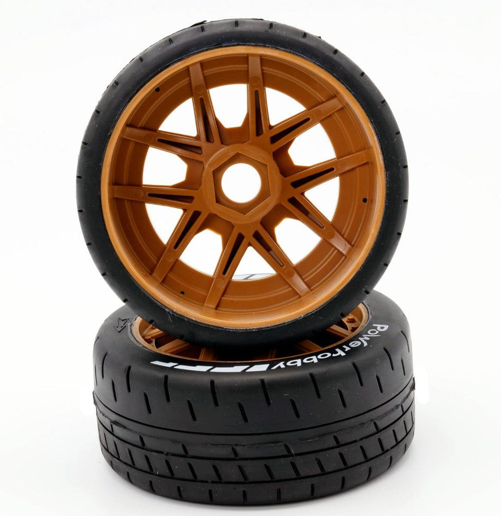 Powerhobby 1/8 GT Beast Belted Mounted Tires 17mm SOFT Brown Wheels