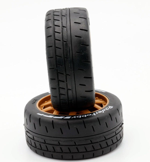 Powerhobby 1/8 GT Beast Belted Mounted Tires 17mm Medium Brown Wheels