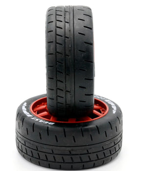 Powerhobby 1/8 GT Beast Belted Mounted Tires 17mm Medium Red Wheels