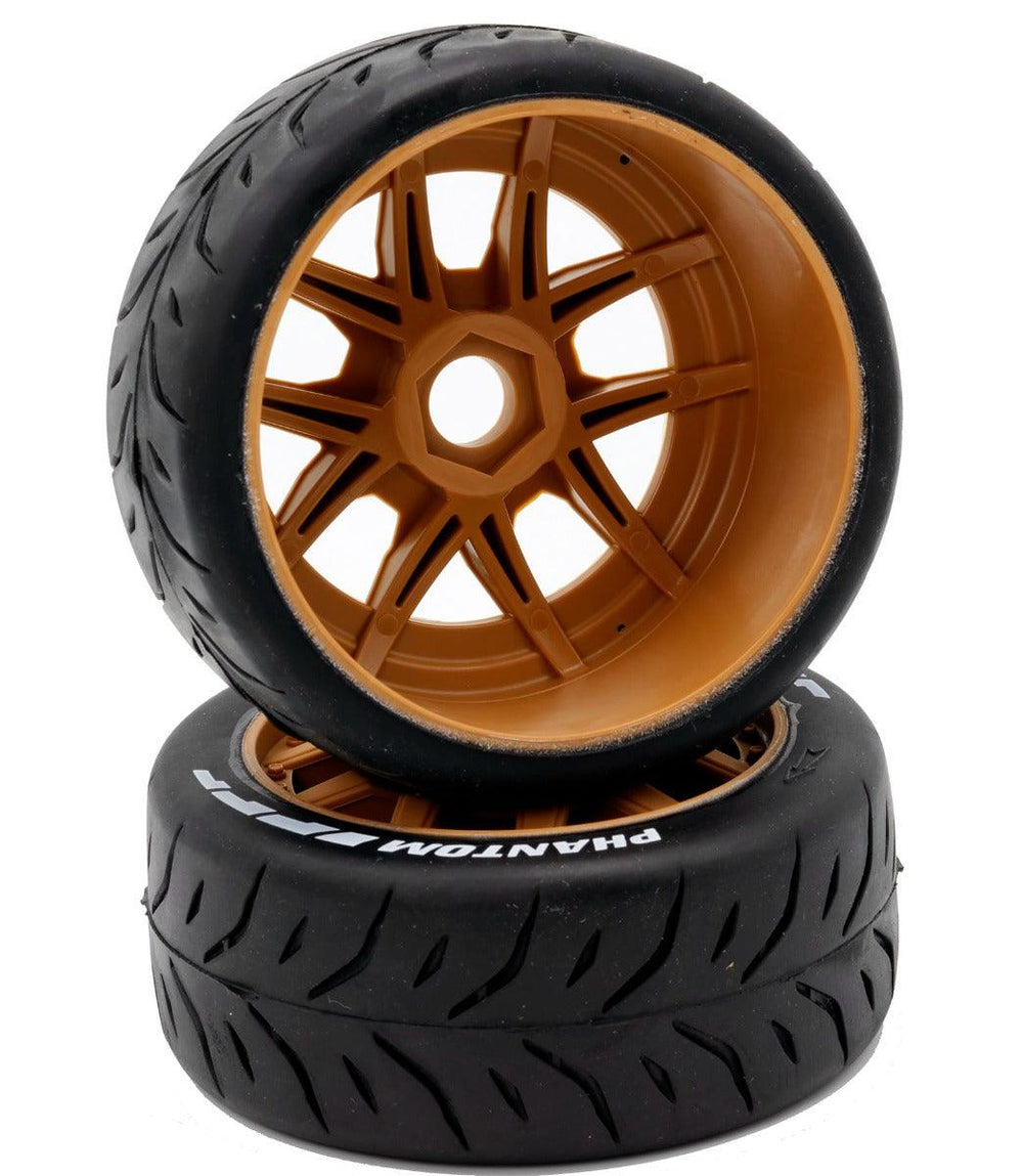 Powerhobby 1/8 GT Phantom Belted Mounted Tires 17mm Soft Brown Wheels