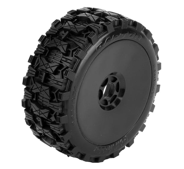 Powerhobby Raptor 1/8 Buggy Belted All Terrain Mounted Tires 17MM Black Dish Wheels