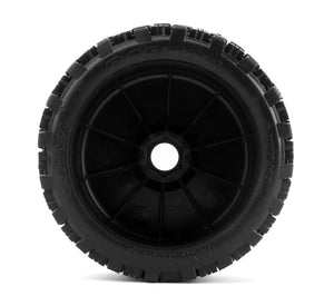 Powerhobby Raptor 1/8 Buggy Belted All Terrain Mounted Tires 17MM Black Dish Wheels