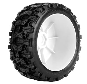Powerhobby Raptor 1/8 Buggy Belted All Terrain Mounted Tires 17MM White Dish Wheels