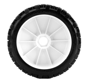 Powerhobby Raptor 1/8 Buggy Belted All Terrain Mounted Tires 17MM White Dish Wheels