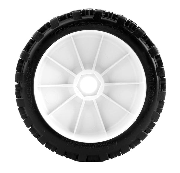 Powerhobby Raptor 1/8 Buggy Belted All Terrain Mounted Tires 17MM White Dish Wheels