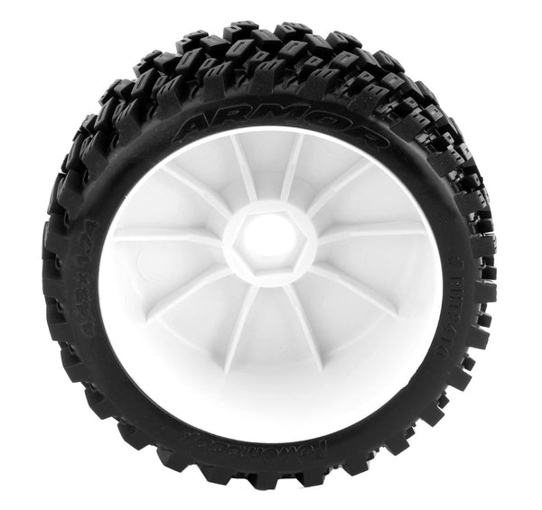 Powerhobby Armor 1/8 Buggy Belted All Terrain Mounted Tires 17MM White Dish Wheels