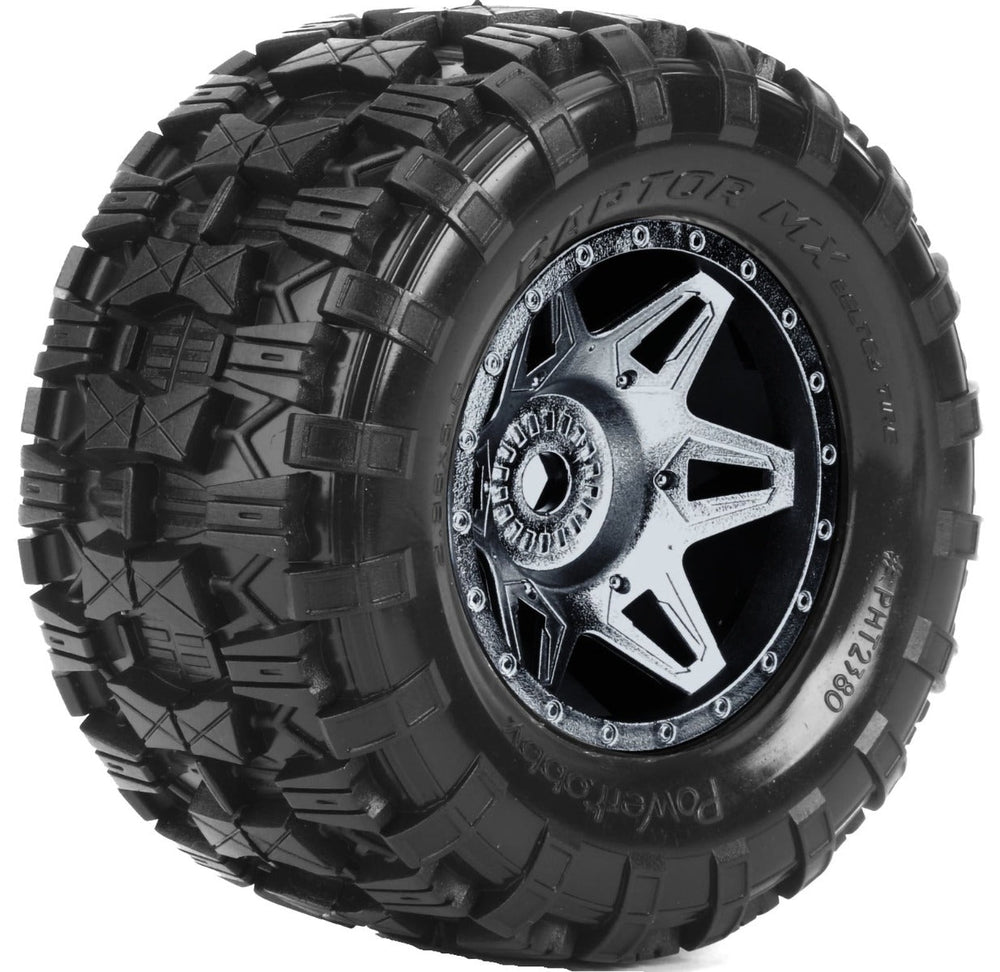 Powerhobby Raptor X Belted Pre-Mounted Tires FOR Traxxas X-Maxx XMaxx Black