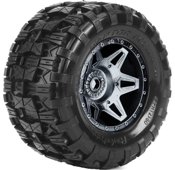 Powerhobby Raptor X Belted Pre-Mounted Tires FOR Traxxas X-Maxx XMaxx Black