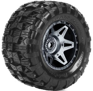 Powerhobby Raptor X Belted Mounted Tires / Wheels Black (4) Arrma Kraton 8s