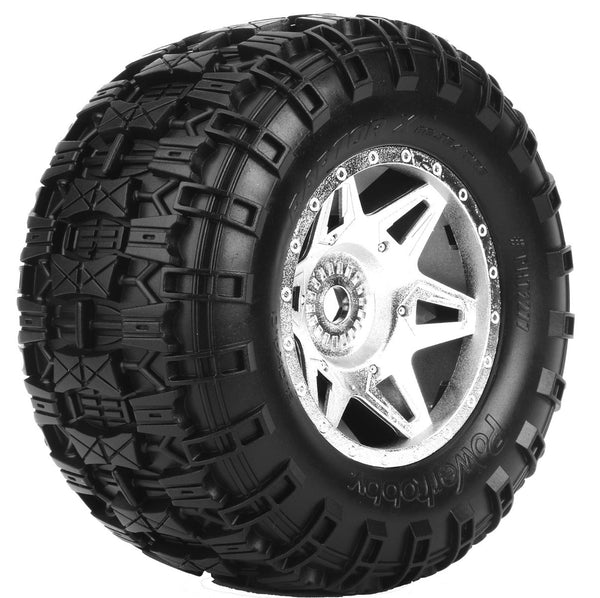 Powerhobby Raptor X Belted Pre-Mounted Tires FOR Traxxas X-Maxx XMaxx Chrome