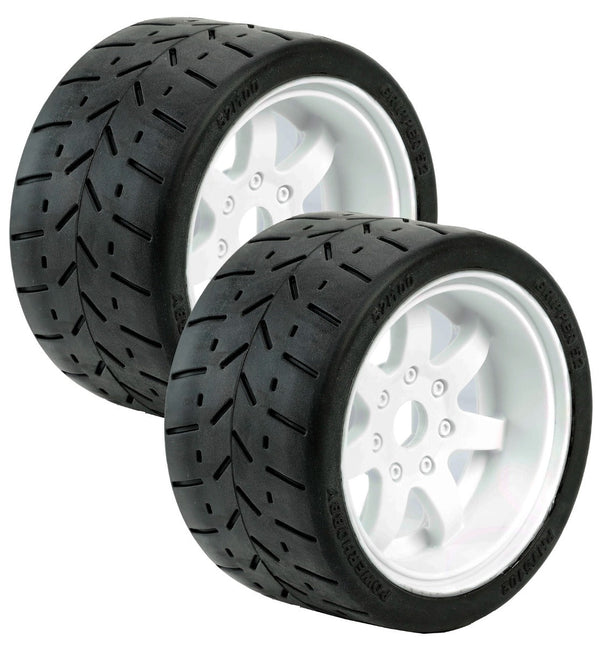 Powerhobby 1/8 Gripper 54/100 Belted Mounted Tires 17mm White Wheels