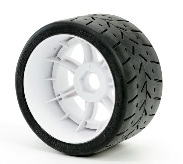 Powerhobby 1/8 Gripper 54/100 Belted Mounted Tires 17mm White Wheels