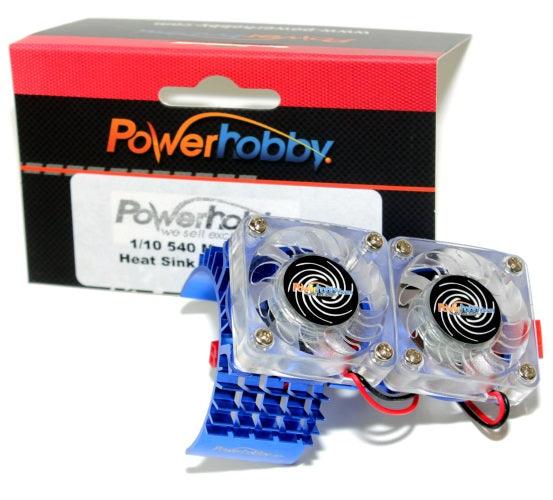 Powerhobby Aluminum Motor Heatsink Twin Dual Cooling Fan BLUE FOR Traxxas Slash 4x4