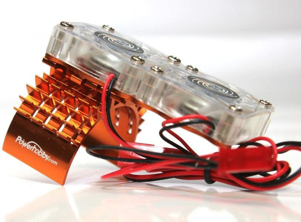 Aluminum Motor Heatsink Twin Dual Cooling Fan Orange FOR Traxxas Slash 4WD / 4X4