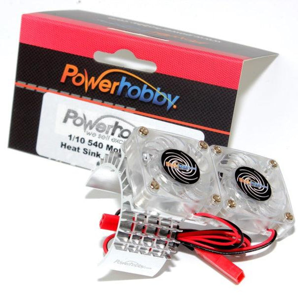 Powerhobby Aluminum Motor Heatsink Twin Dual Cooling Fan SILVER FOR Traxxas Slash 4x4