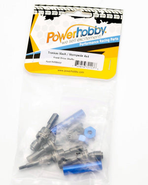 Powerhobby Front Steel Driveshaft / CVD Blue FOR Traxxas Slash / Stampede 4x4