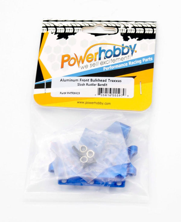 Powerhobby Aluminum Front Bulkhead FOR Traxxas Slash Rustler Bandit 2WD BLUE