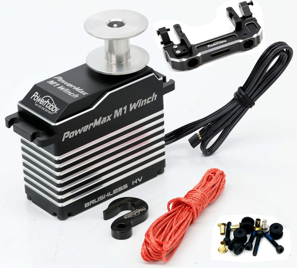 Powerhobby POWERMAX M1WINCH 1/5 High Torque Speed Axial SCX6 Front Bumper Mount