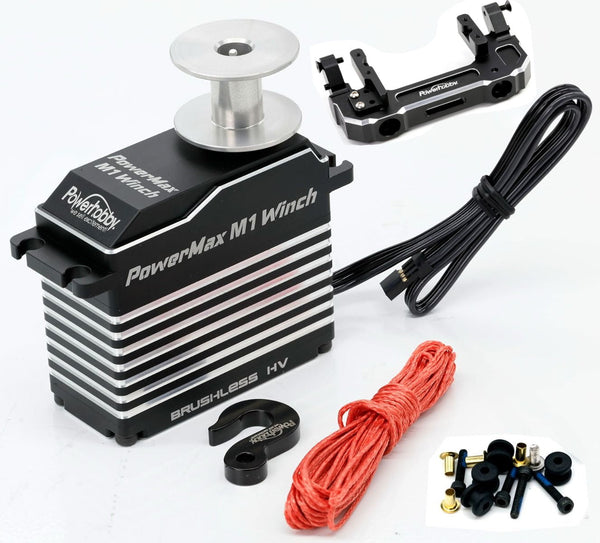 Powerhobby POWERMAX M1WINCH 1/5 High Torque Speed Axial SCX6 Front Bumper Mount