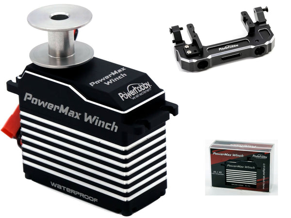Powerhobby POWERMAX WINCH 1/5 High Torque Speed + Axial SCX6 Front Bumper Mount