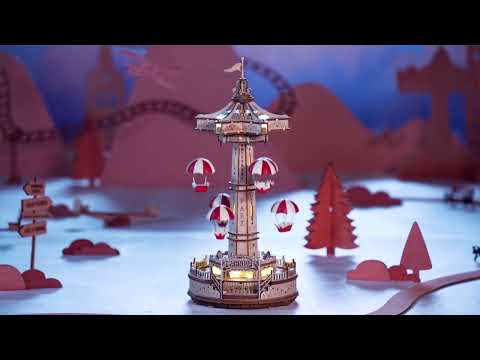 ROKR Parachute Tower DIY Music Box 3D Wooden Puzzle EA01