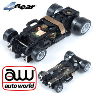 Auto world 4Gear Replacement HO Slot Car Complete Chassis Autoworld