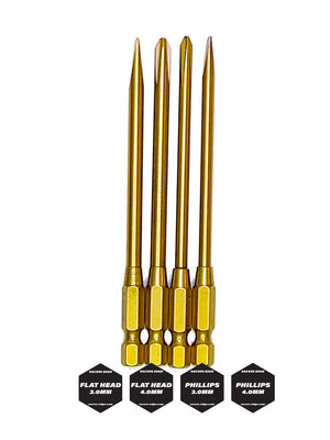 Racers Edge Titanium Phillips & Flat Tips, Power Tool Replacements (4pcs)