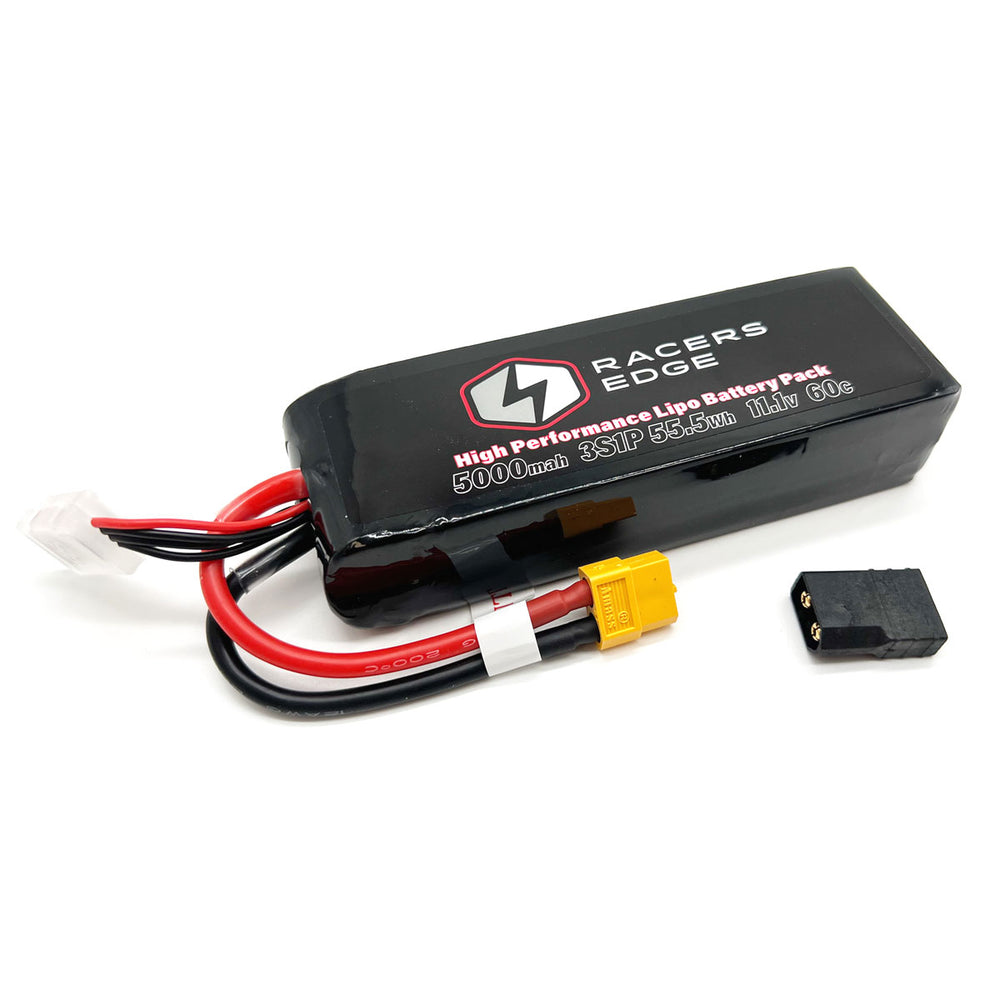 Racers Edge 5000mAh 3S 11.1V 60C Soft Pack Lipo Battery XT60 w/TRX Adapt