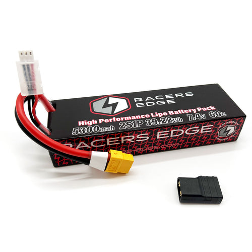 Racers Edge 5300mAh 2S 7.4V 60C Hard Case Lipo Battery XT60 w/TRX Adapt