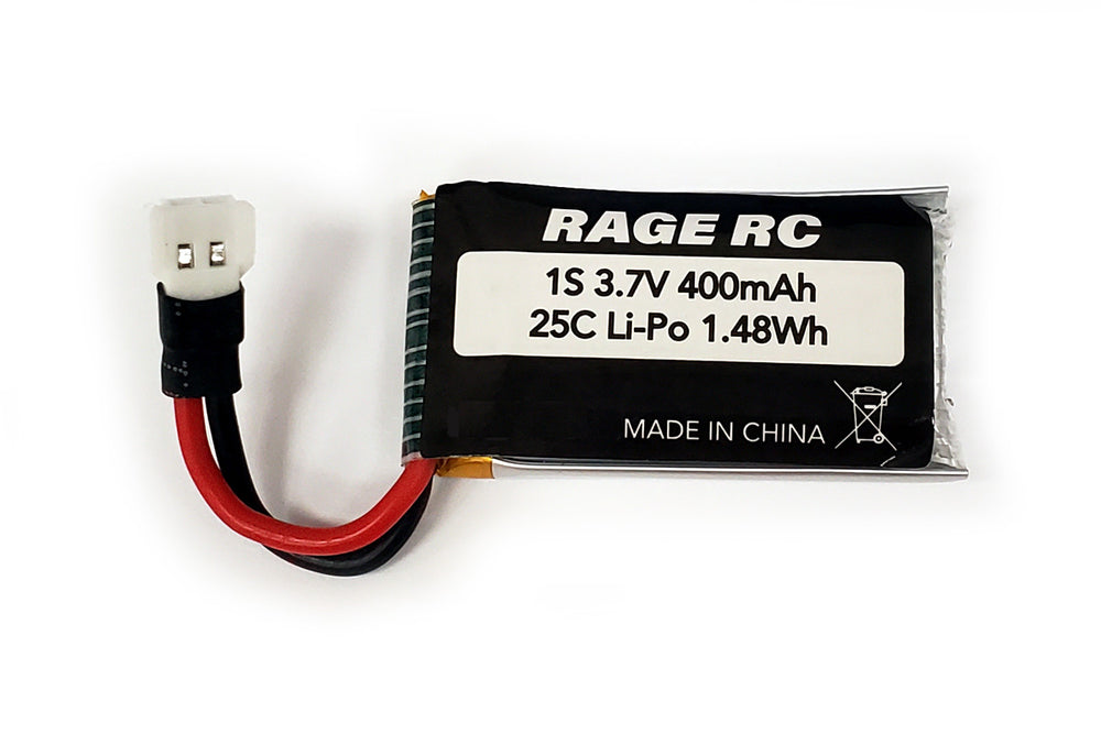Rage R/C 1S 3.7V 400mAh Lipo Battery; Tempest 600, Warbirds