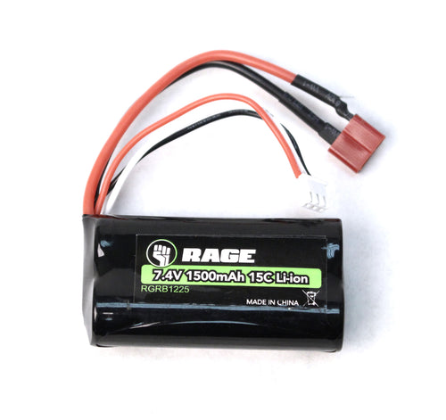 Rage R/C 7.4V 2S 1500mAh Li-ion Battery; Black Marlin, BM EX