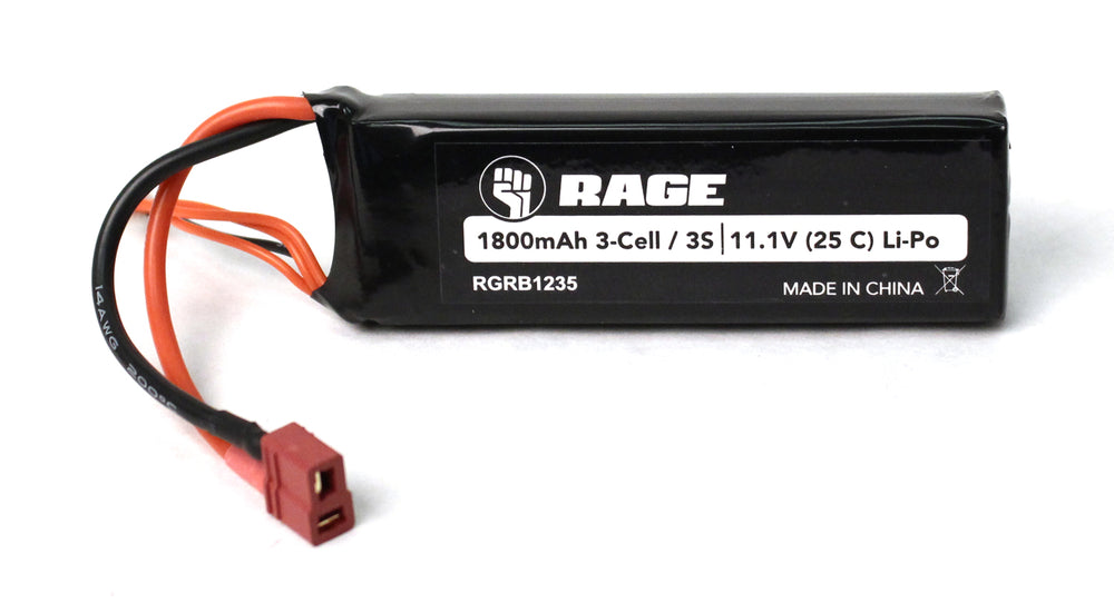 Rage R/C 11.1V 3S 1800mAh 25C LiPo Battery with T-Plug