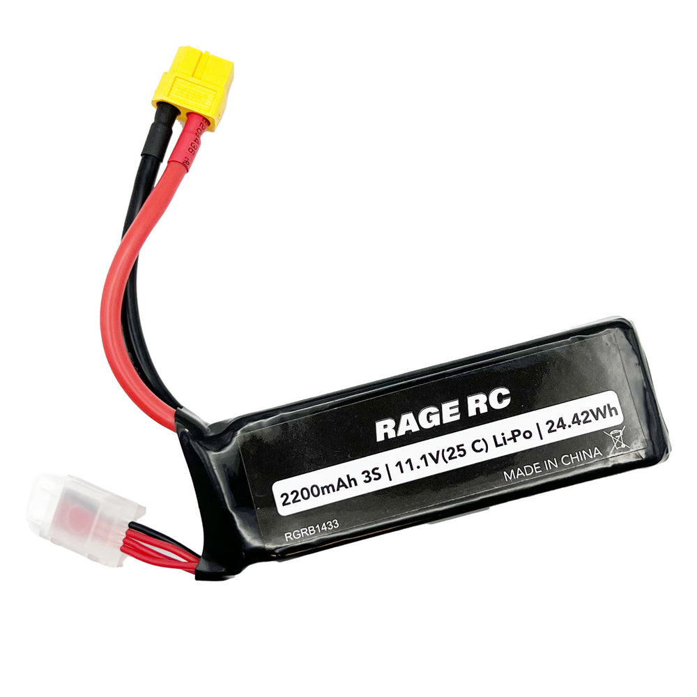 Rage R/C 11.1V 3S 2200mAh 25C LiPo Battery with XT60 Connector