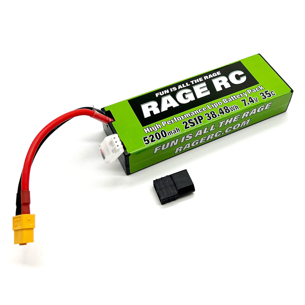 Rage R/C 5200mAh 2S 7.4V 35C Hard Case LiPo Battery XT60 w/TRX Adapt