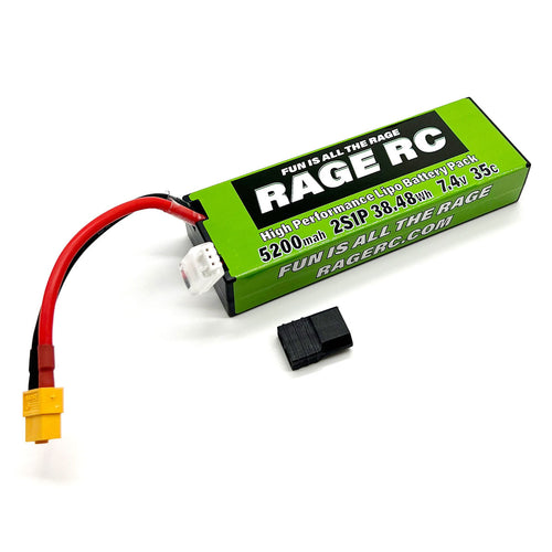 Rage R/C 5200mAh 2S 7.4V 35C Hard Case LiPo Battery XT60 w/TRX Adapt