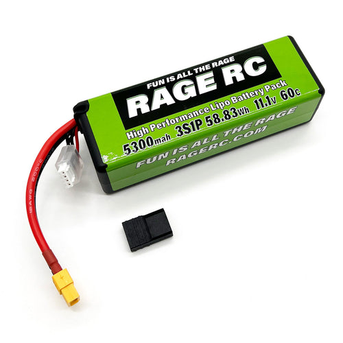 Rage R/C 5300mAh 3S 11.1V 60C Hard Case LiPo Battery XT60 w/TRX Adapt