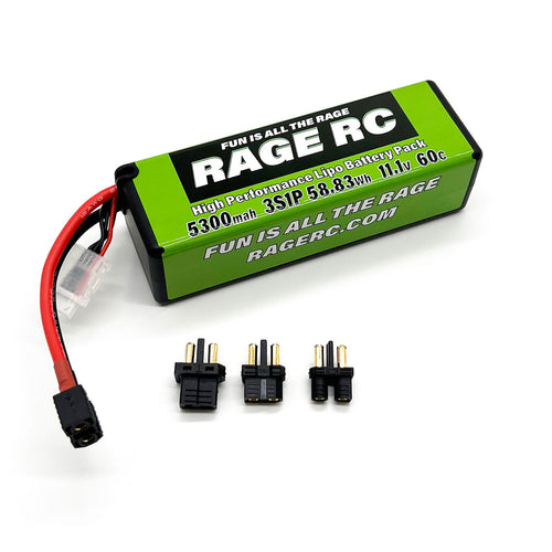 Rage R/C 5300mAh 3S 11.1V 60C Hard Case LiPo Battery w/Uni Connector