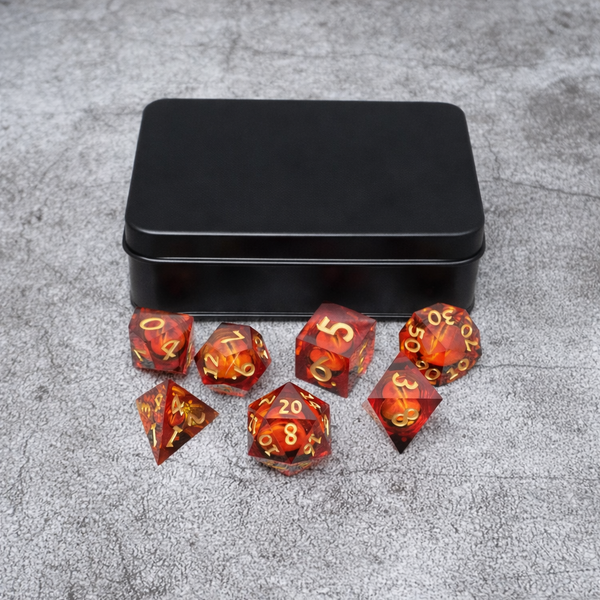 Sauron's Eye |  7 Piece Moving Eye DnD Dice Set | Acrylic RPG Gaming Dice - Echo Six Hobbies