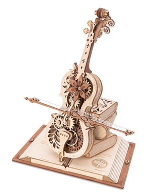 Robotime ROKR Magic Cello Mechanical Music Box 3D Wooden Puzzle — DIY Home Decor