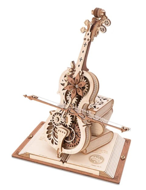 Robotime ROKR Magic Cello Mechanical Music Box 3D Wooden Puzzle — DIY Home Decor